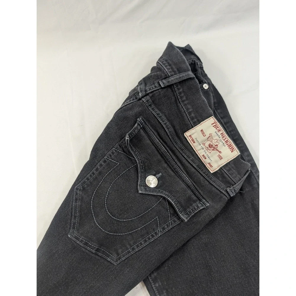 True Religion Ricky Relaxed Straight Jeans Men's Black Size 32x29 Stretch